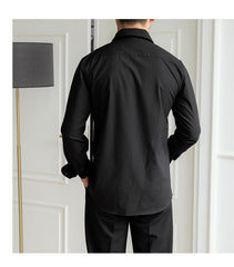 Men’s Slim-Fit Dark Plaid Long-Sleeve Shirt | Non-Iron Casual Top | Lorrid® UK