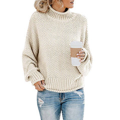 Solid Turtleneck Pullover Sweater | Winter Casual Knit Top for Women – Lorrid UK