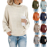 Solid Turtleneck Pullover Sweater | Winter Casual Knit Top for Women – Lorrid UK
