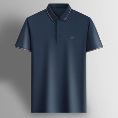 Men’s Silk Short Sleeve Lapel T-Shirt | Casual Business Half-Sleeve Top | Lorrid® UK