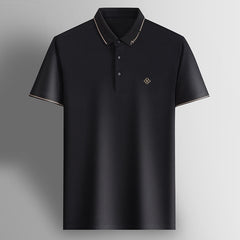 Men’s Silk Short Sleeve Lapel T-Shirt | Casual Business Half-Sleeve Top | Lorrid® UK