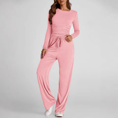 Women’s 2-Piece Casual Suit | Long Sleeve Top & High-Waisted Wide Leg Pants | Lorrid® UK