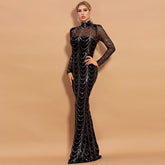 Sequins Women’s Maxi Dress Long Sleeve Elegant Party Gown | Lorrid®