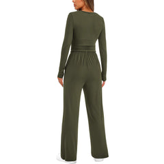 Women’s 2-Piece Casual Suit | Long Sleeve Top & High-Waisted Wide Leg Pants | Lorrid® UK