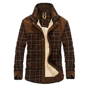 Men’s Winter Jacket Warm Fleece Cotton Plaid Coat Military Style | Lorrid®