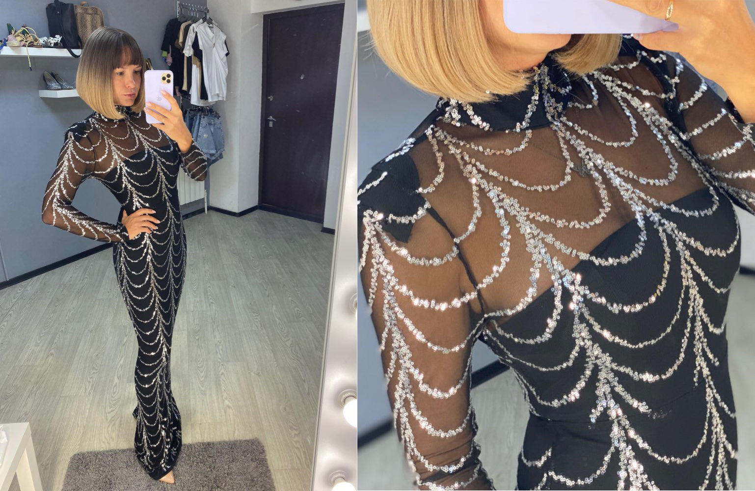 Sequins Women’s Maxi Dress Long Sleeve Elegant Party Gown | Lorrid®