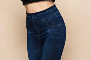 Women’s Plus Size Faux Denim Leggings – Stretch Jeggings Jeans UK | Lorrid®