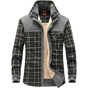 Men’s Winter Jacket Warm Fleece Cotton Plaid Coat Military Style | Lorrid®