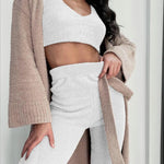 Lorrid®3pcs Women’s Velvet Pajama Set – Crop Top & Shorts Loungewear