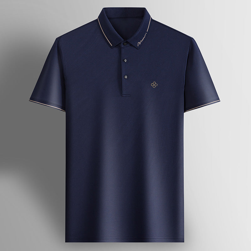Men’s Silk Short Sleeve Lapel T-Shirt | Casual Business Half-Sleeve Top | Lorrid® UK