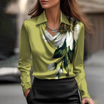 Women’s Swing Collar Satin Blouse Elegant Long Sleeve Office Tops | Lorrid®