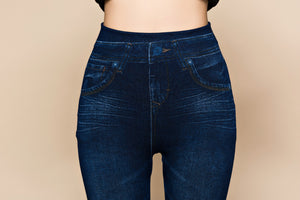 Women’s Plus Size Faux Denim Leggings – Stretch Jeggings Jeans UK | Lorrid®