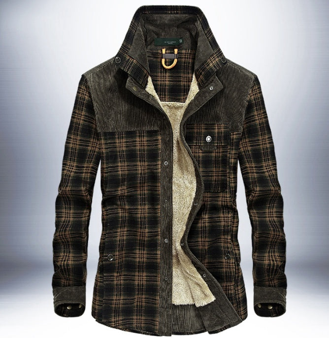 Men’s Winter Jacket Warm Fleece Cotton Plaid Coat Military Style | Lorrid®