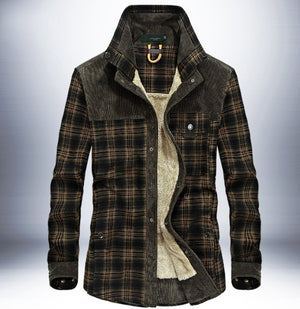 Men’s Winter Jacket Warm Fleece Cotton Plaid Coat Military Style | Lorrid®