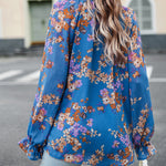 Women’s Floral Print V Neck Chiffon Blouse Long Sleeve Casual Tops | Lorrid®