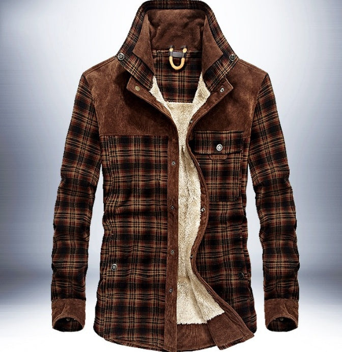 Men’s Winter Jacket Warm Fleece Cotton Plaid Coat Military Style | Lorrid®