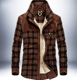 Men’s Winter Jacket Warm Fleece Cotton Plaid Coat Military Style | Lorrid®