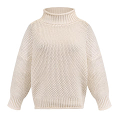 Solid Turtleneck Pullover Sweater | Winter Casual Knit Top for Women – Lorrid UK