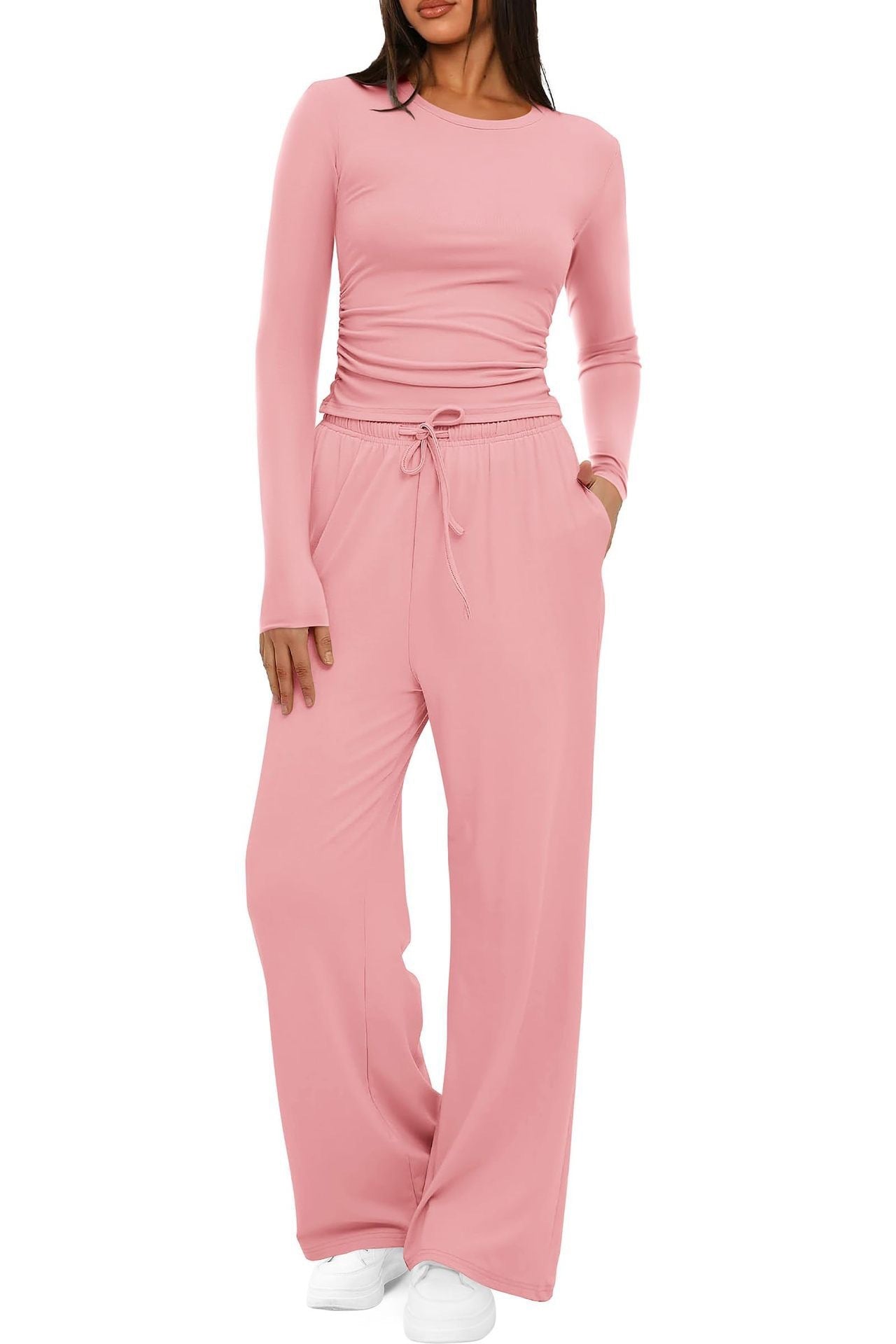 Women’s 2-Piece Casual Suit | Long Sleeve Top & High-Waisted Wide Leg Pants | Lorrid® UK