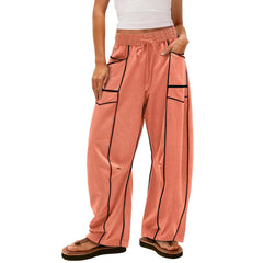 Y2K Black Striped Wide-Leg Pants with Pockets | Women’s Fashion Loose Drawstring Sweatpants | Lorrid® UK