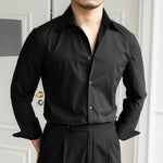 Men’s Slim-Fit Dark Plaid Long-Sleeve Shirt | Non-Iron Casual Top | Lorrid® UK