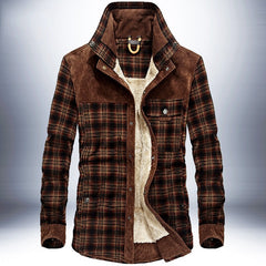Men’s Winter Jacket Warm Fleece Cotton Plaid Coat Military Style | Lorrid®
