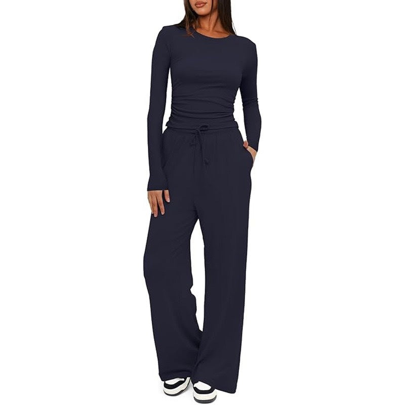 Women’s 2-Piece Casual Suit | Long Sleeve Top & High-Waisted Wide Leg Pants | Lorrid® UK
