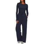 Women’s 2-Piece Casual Suit | Long Sleeve Top & High-Waisted Wide Leg Pants | Lorrid® UK