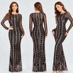 Sequins Women’s Maxi Dress Long Sleeve Elegant Party Gown | Lorrid®