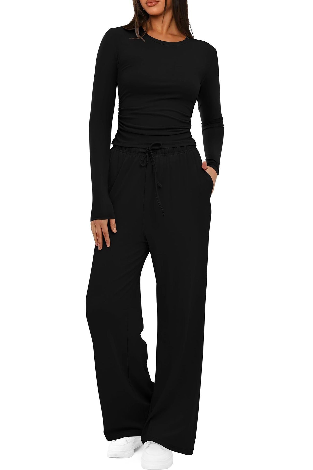 Women’s 2-Piece Casual Suit | Long Sleeve Top & High-Waisted Wide Leg Pants | Lorrid® UK