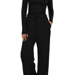 Women’s 2-Piece Casual Suit | Long Sleeve Top & High-Waisted Wide Leg Pants | Lorrid® UK