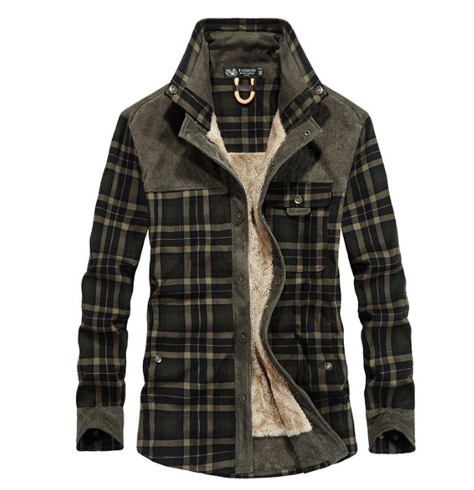 Men’s Winter Jacket Warm Fleece Cotton Plaid Coat Military Style | Lorrid®