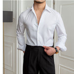 Men’s Slim-Fit Dark Plaid Long-Sleeve Shirt | Non-Iron Casual Top | Lorrid® UK