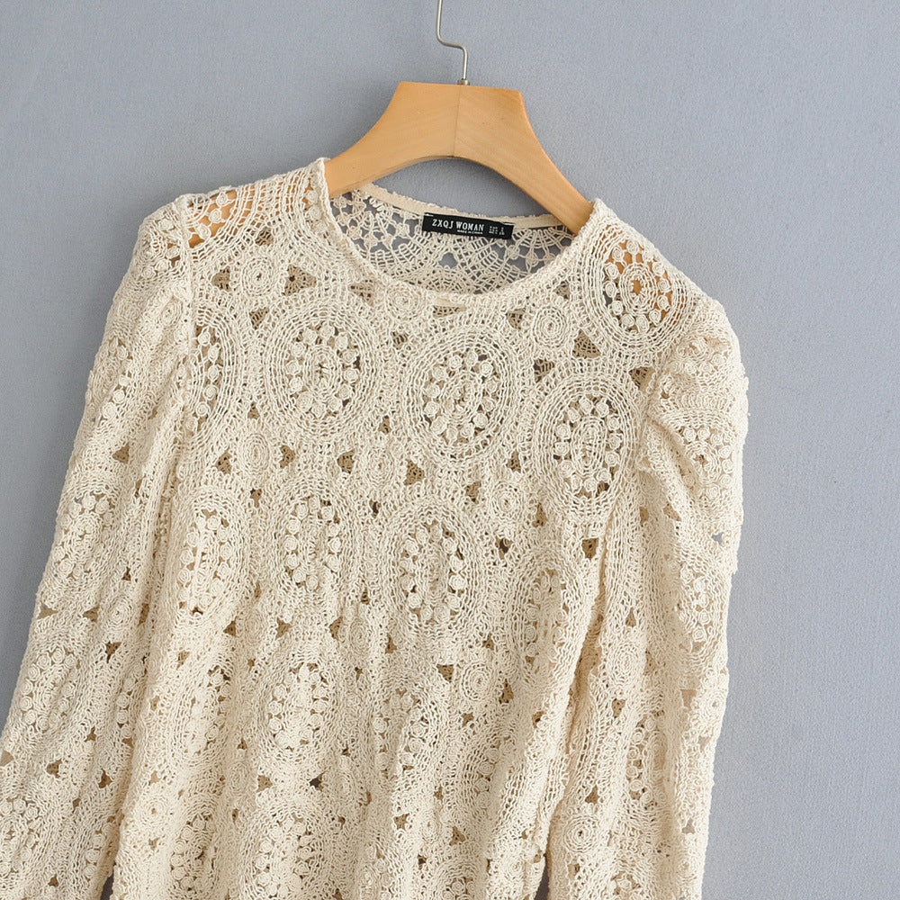 Summer Lace Crochet Blouse Women’s Long Sleeve Cotton Shirt Tops | Lorrid®