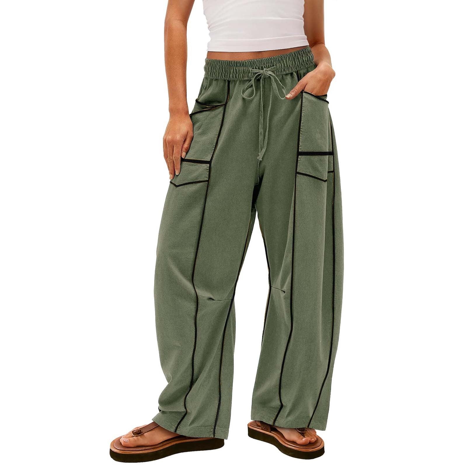 Y2K Black Striped Wide-Leg Pants with Pockets | Women’s Fashion Loose Drawstring Sweatpants | Lorrid® UK