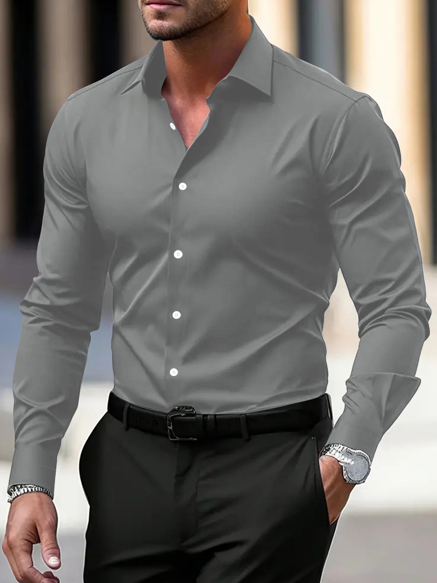 Men’s Business Button Down Shirt | Summer Long Sleeve Casual Top | Lorrid® UK