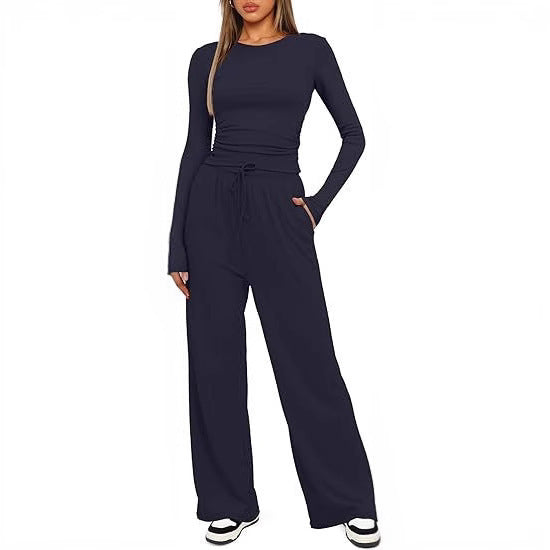 Women’s 2-Piece Casual Suit | Long Sleeve Top & High-Waisted Wide Leg Pants | Lorrid® UK