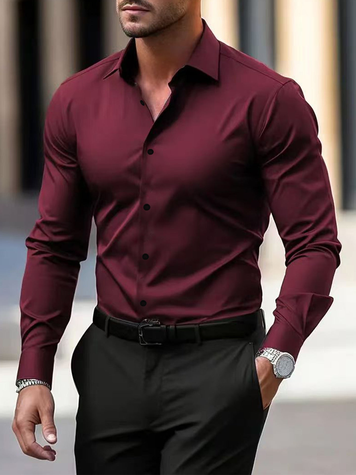 Men’s Business Button Down Shirt | Summer Long Sleeve Casual Top | Lorrid® UK