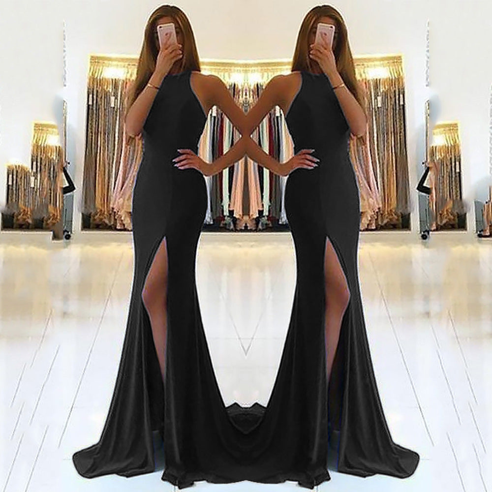 Long Ladies’ Evening Dress Elegant Halter Maxi Gown | Lorrid®