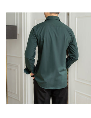 Men’s Slim-Fit Dark Plaid Long-Sleeve Shirt | Non-Iron Casual Top | Lorrid® UK