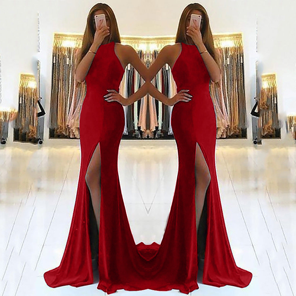 Long Ladies’ Evening Dress Elegant Halter Maxi Gown | Lorrid®