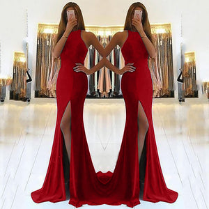 Long Ladies’ Evening Dress Elegant Halter Maxi Gown | Lorrid®