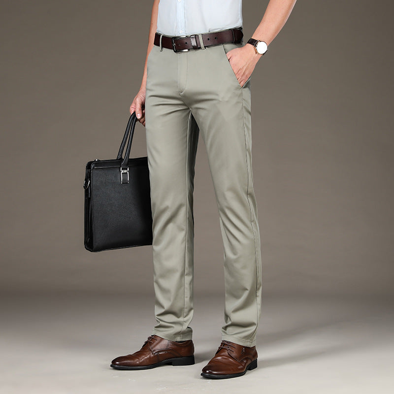 Men’s Stretch Ice Silk Straight Slacks | Summer Business Casual Trousers | Lorrid® UK