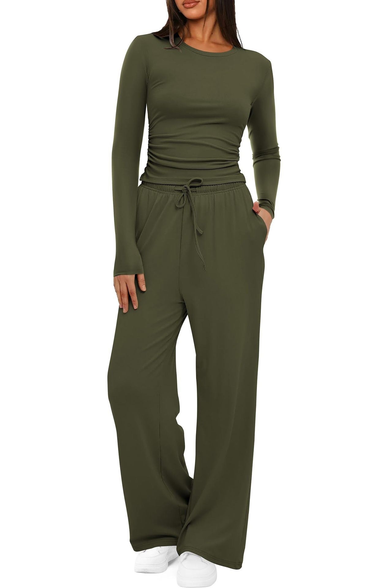 Women’s 2-Piece Casual Suit | Long Sleeve Top & High-Waisted Wide Leg Pants | Lorrid® UK