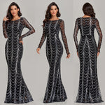 Sequins Women’s Maxi Dress Long Sleeve Elegant Party Gown | Lorrid®