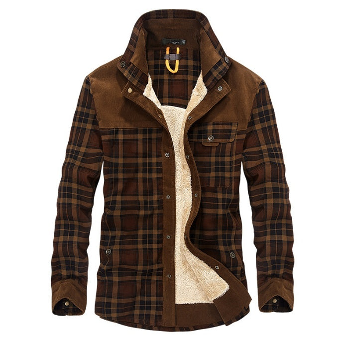 Men’s Winter Jacket Warm Fleece Cotton Plaid Coat Military Style | Lorrid®
