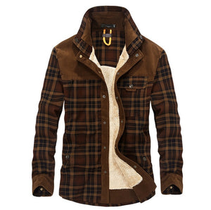 Men’s Winter Jacket Warm Fleece Cotton Plaid Coat Military Style | Lorrid®