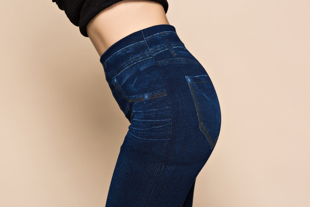 Women’s Plus Size Faux Denim Leggings – Stretch Jeggings Jeans UK | Lorrid®