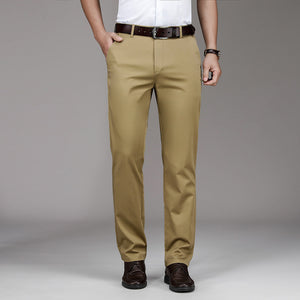 Men’s Thin Cotton Stretch Trousers | Loose Straight Mid-Waist Business Pants | Lorrid® UK
