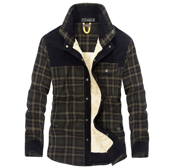 Men’s Winter Jacket Warm Fleece Cotton Plaid Coat Military Style | Lorrid®